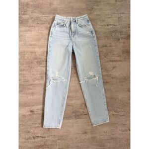 Zara High Rise Mom Blue Jeans Denim Size 0 Light Wash